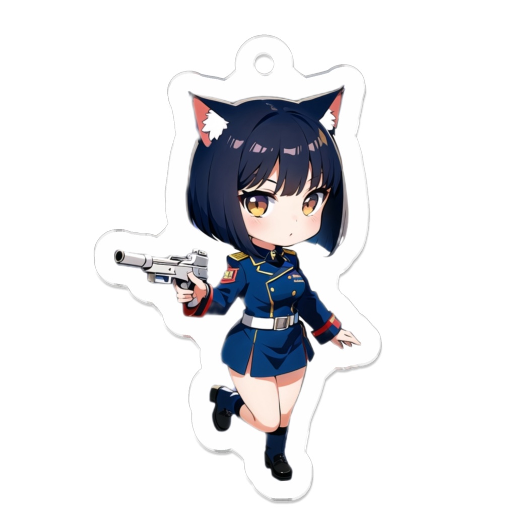 ミリタリー ねこみみ娘 キーホルダー