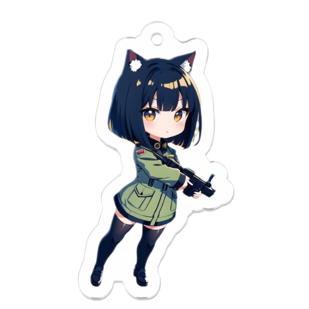 ミリタリー ねこみみ娘 キーホルダー