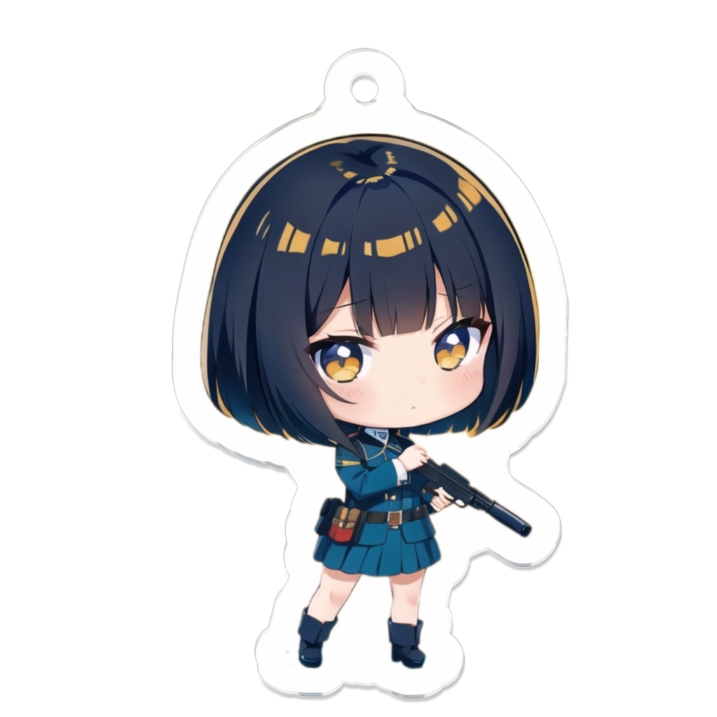 ミリタリー ねこみみ娘 キーホルダー