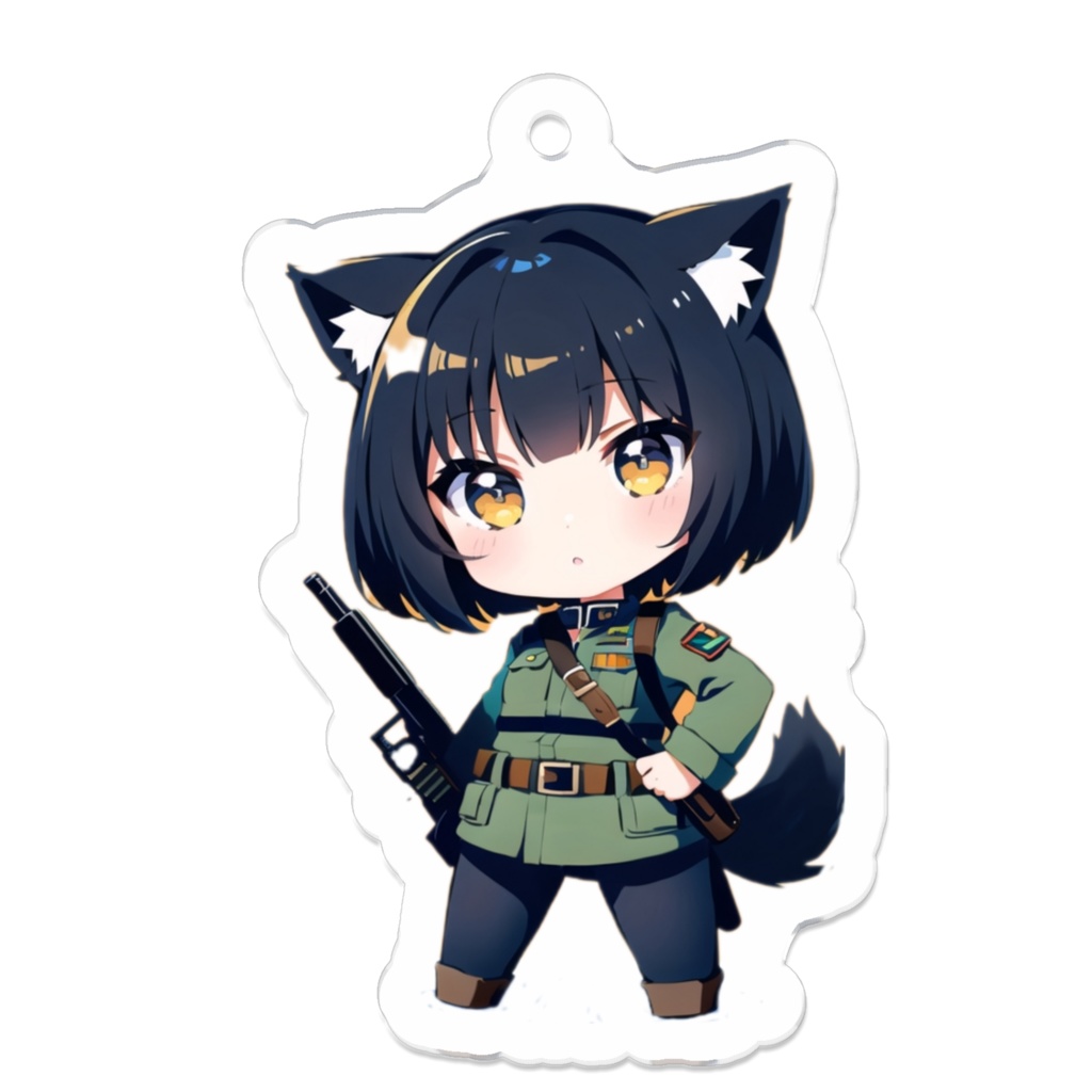 ミリタリー ねこみみ娘 キーホルダー