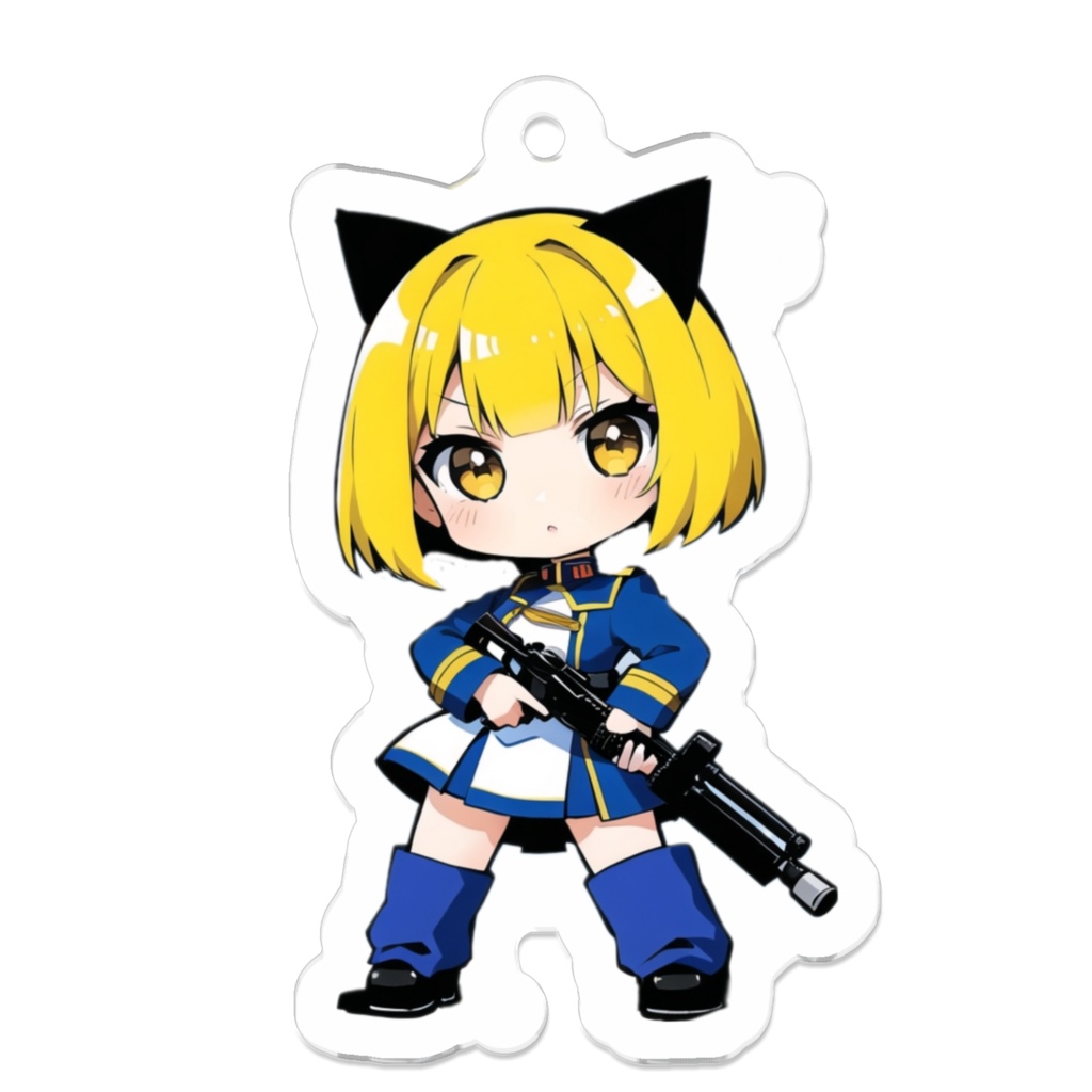 ミリタリー ねこみみ娘 キーホルダー