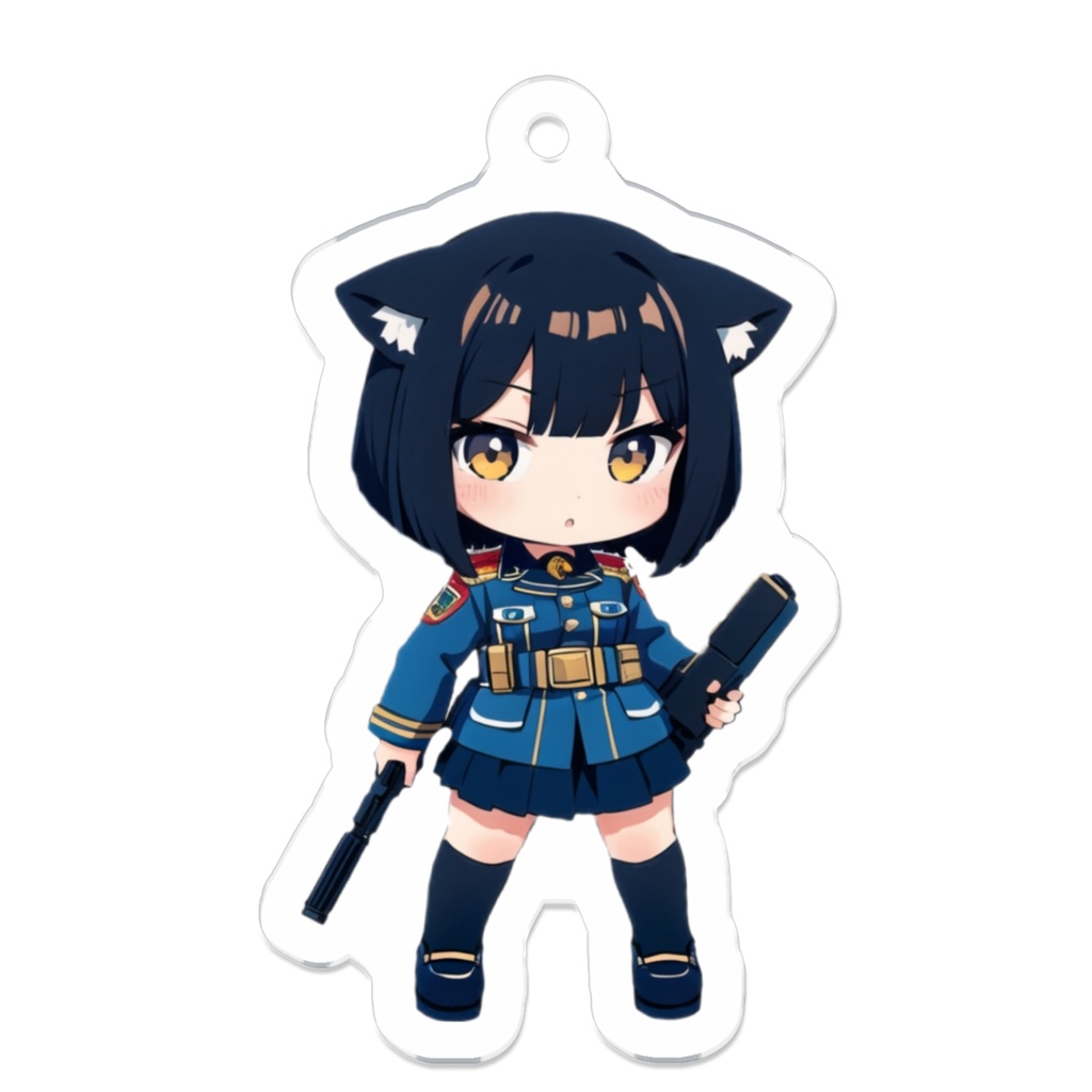 ミリタリー ねこみみ娘 キーホルダー