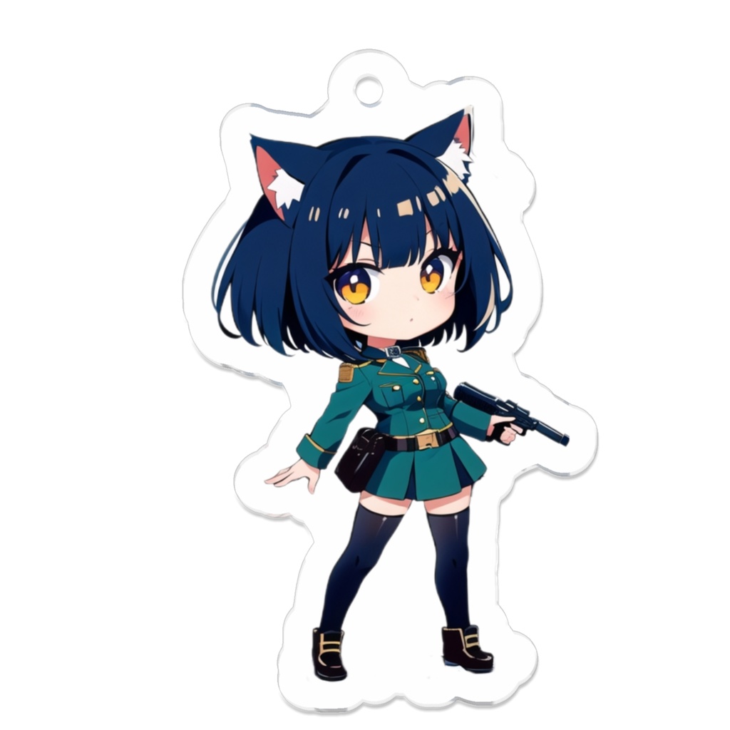 ミリタリー ねこみみ娘 キーホルダー