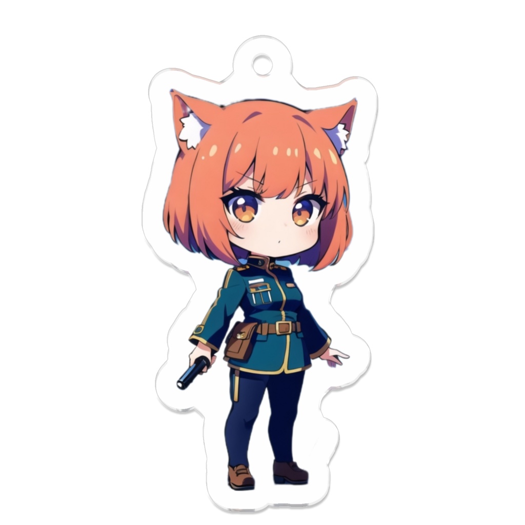ミリタリー ねこみみ娘 キーホルダー