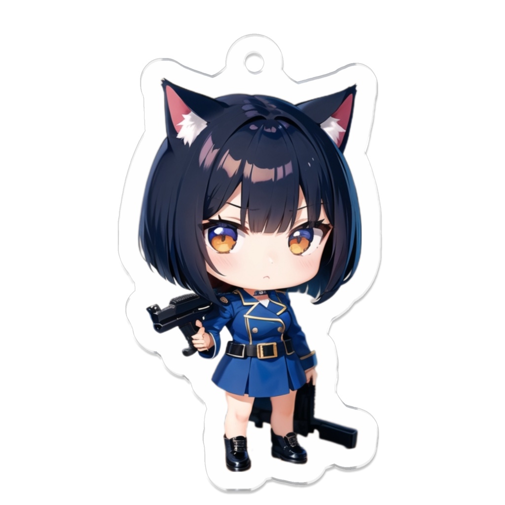 ミリタリー ねこみみ娘 キーホルダー