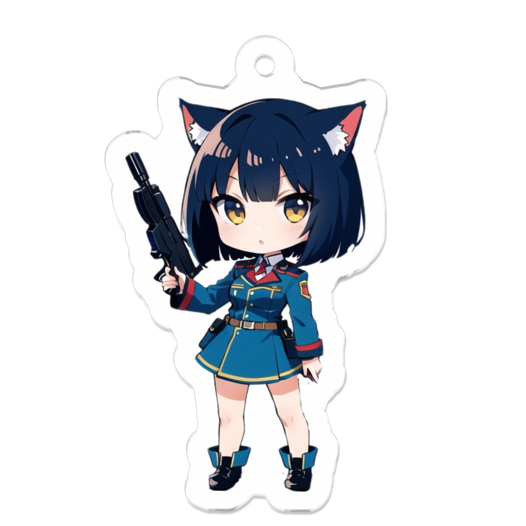ミリタリー ねこみみ娘 キーホルダー