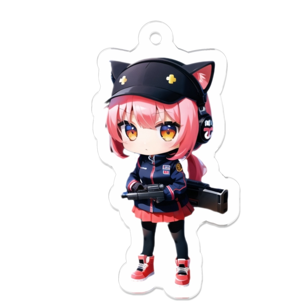 ミリタリー ねこみみ娘 キーホルダー