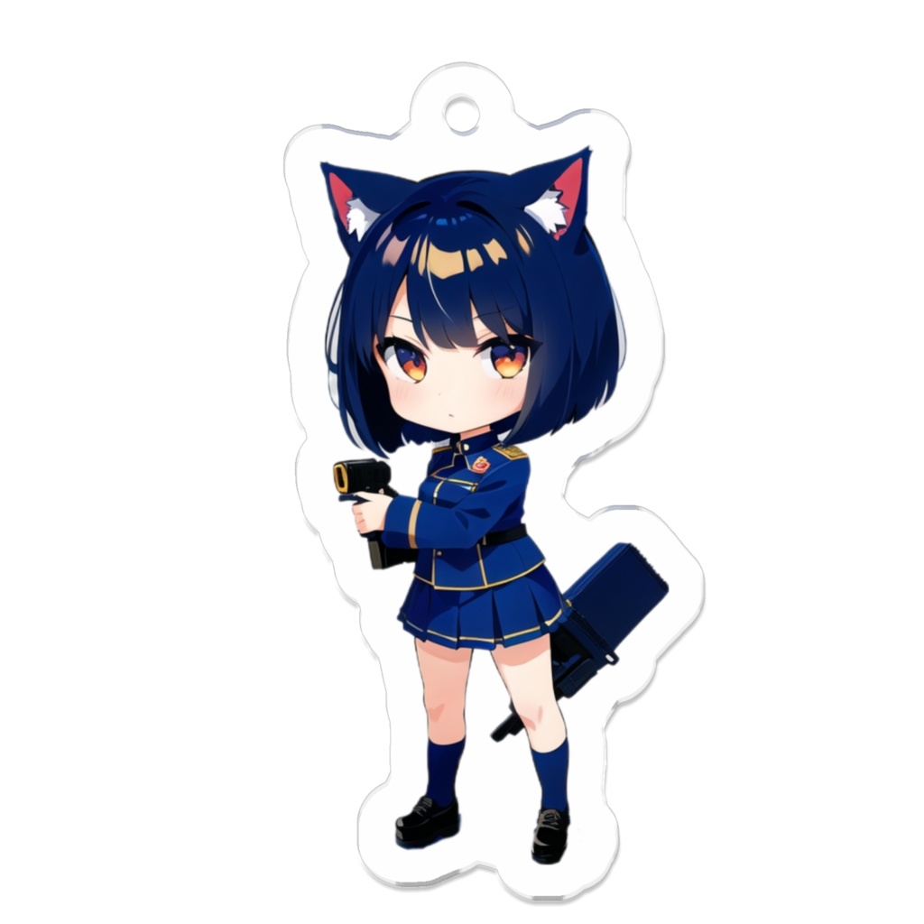 ミリタリー ねこみみ娘 キーホルダー