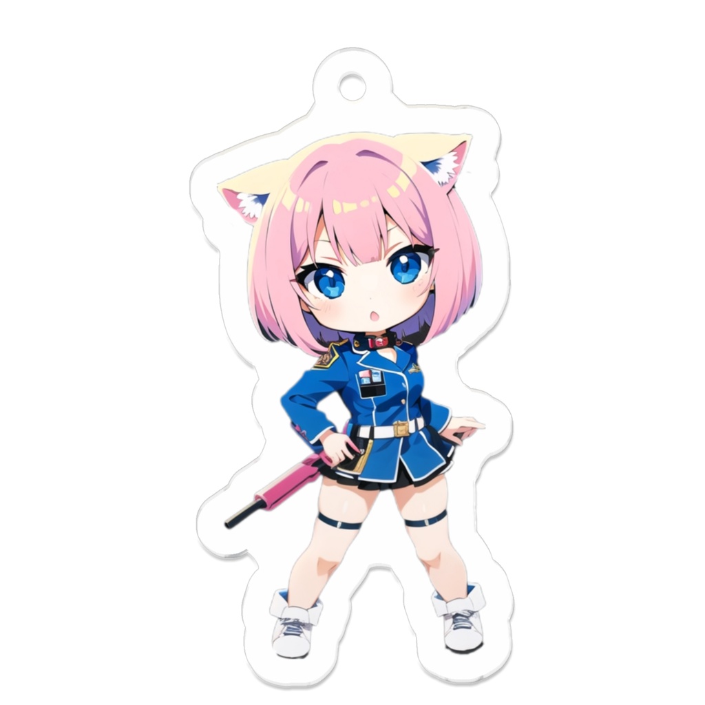 ミリタリー ねこみみ娘 キーホルダー