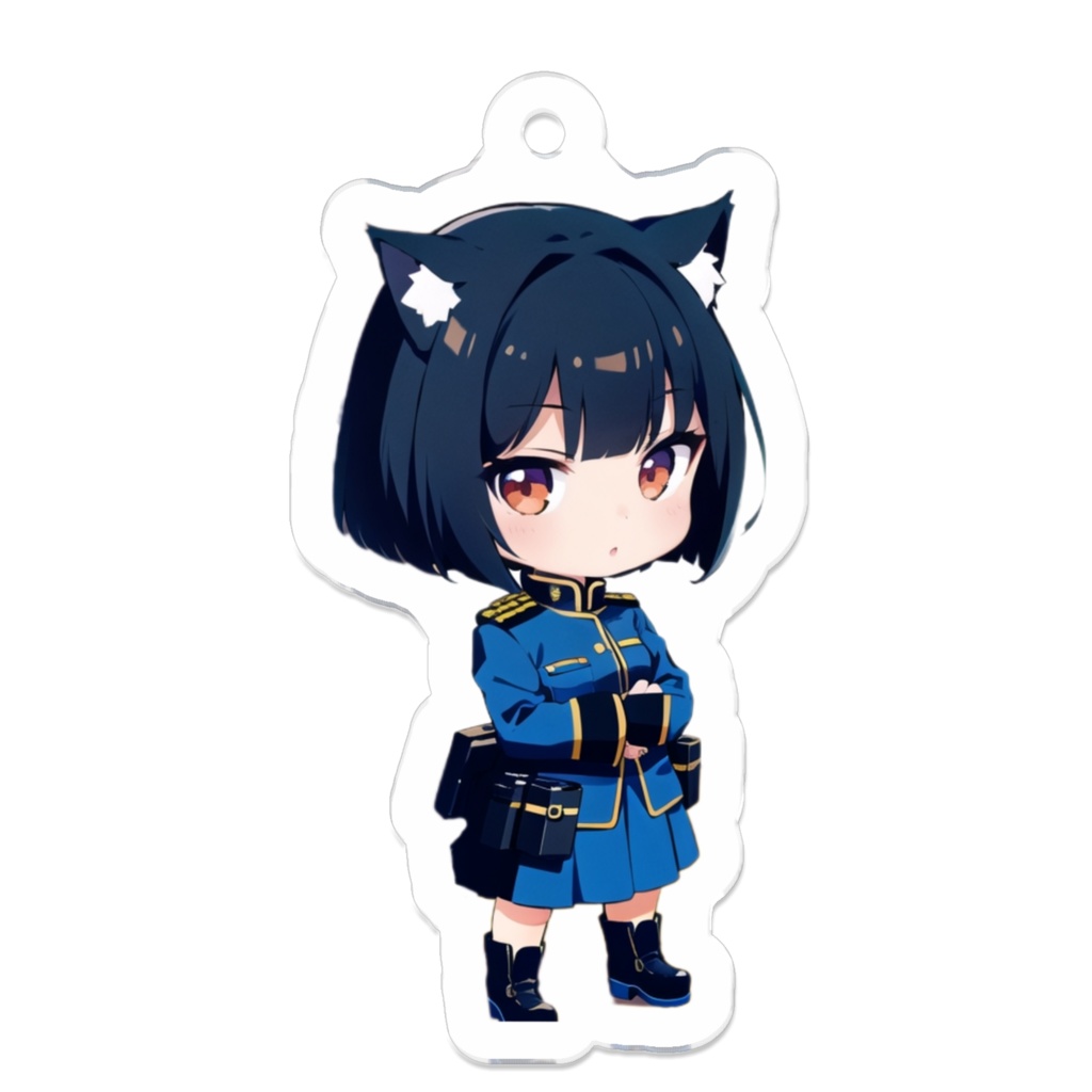 ミリタリー ねこみみ娘 キーホルダー