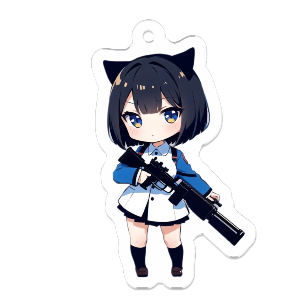 ミリタリー ねこみみ娘 キーホルダー