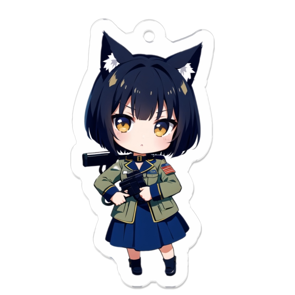 ミリタリー ねこみみ娘 キーホルダー