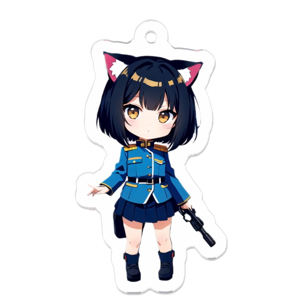 ミリタリー ねこみみ娘 キーホルダー