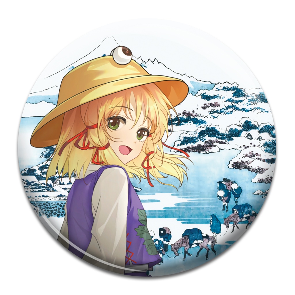 諏訪子×信州諏訪湖水氷渡　浮世絵缶バッジ