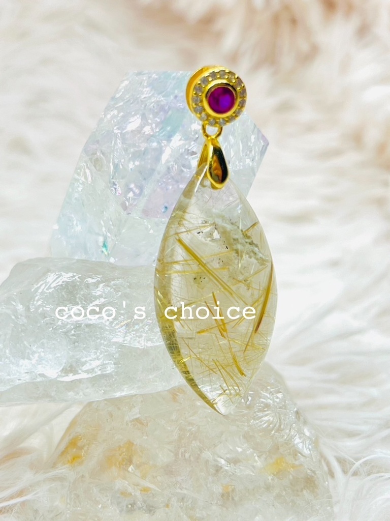 「gold rutile/White Garden：pendant top②マーキス型」