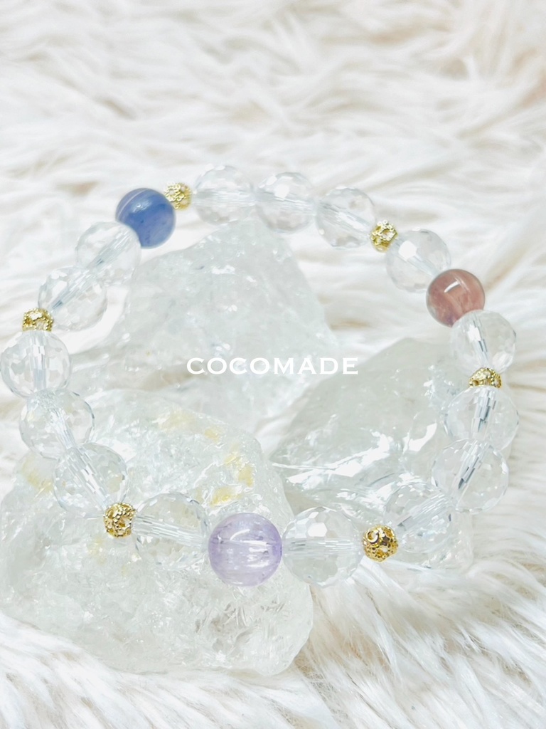 「Clear Quartz：pink &Blue mica：kunzite」