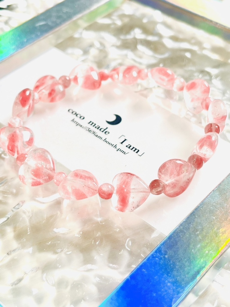 「rhodonite in quartz ：Heart shape」