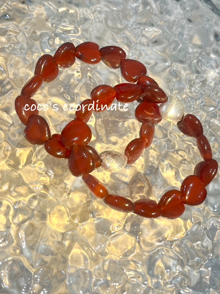 「RedAgate×silver coating：Heart shape」