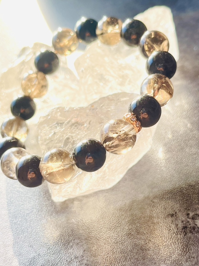 「black rutile×crack smoky quartz💎🌈①」
