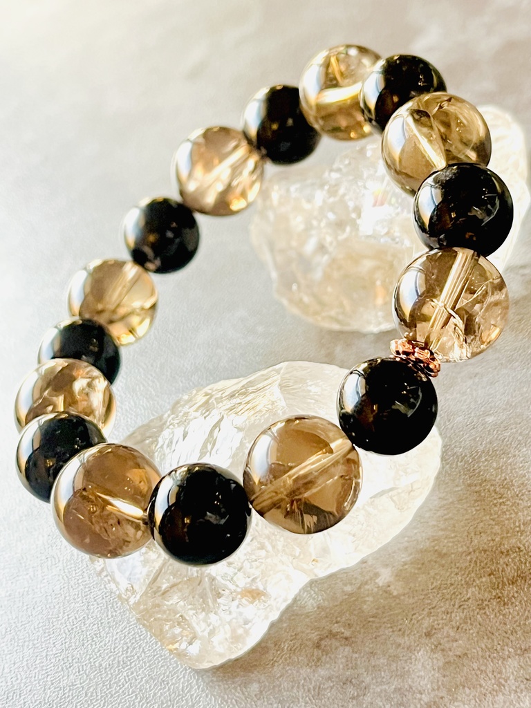 「black rutile×crack smoky quartz💎🌈②」
