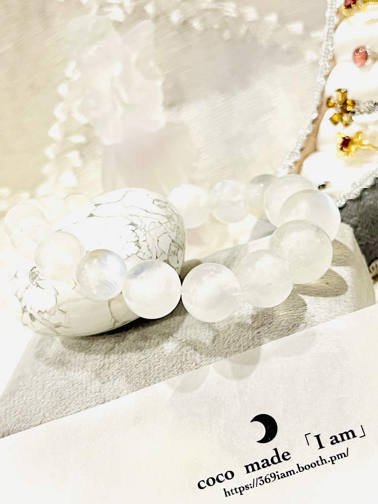 「Air of wind：Howlite × moonstone:set」