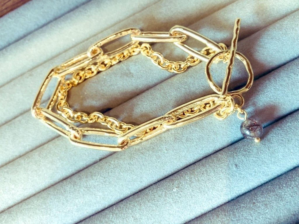 「black rutile：gold bracelet」