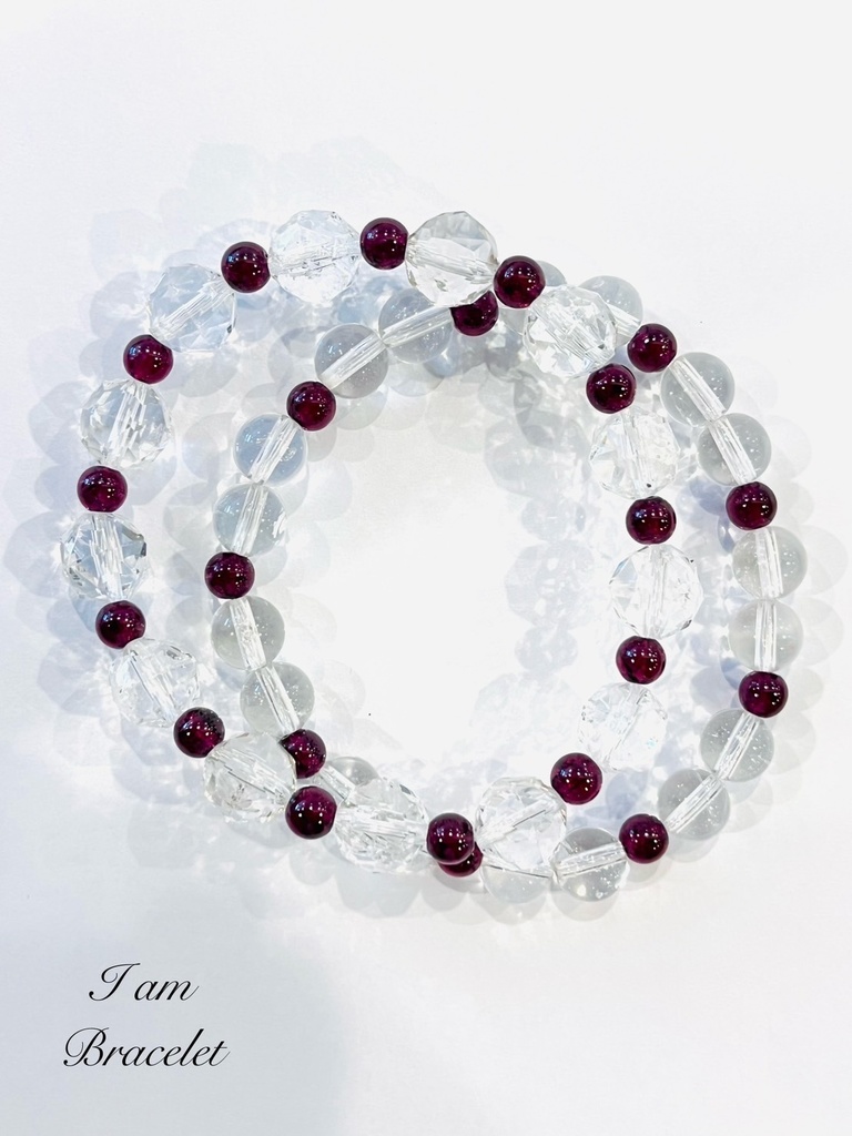 「水晶×柘榴：quartz× rhodolite garnet」