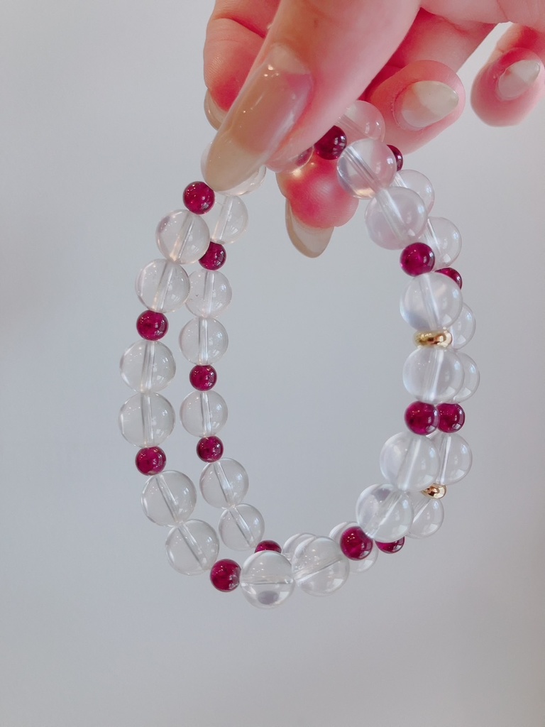「ローズクォーツ×柘榴：Rosequartz× rhodolite garnet🎀」