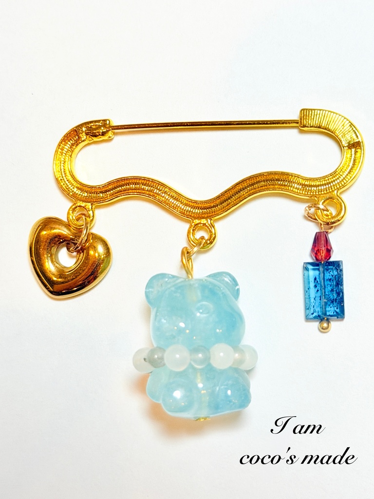 「aquamarine：🧸pin broach」