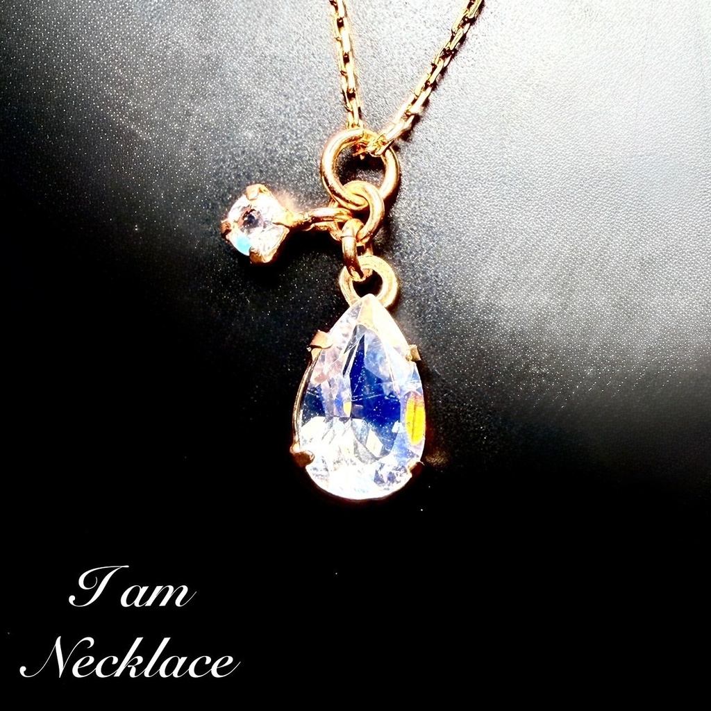 「BLUE： moon stone necklace：10K」