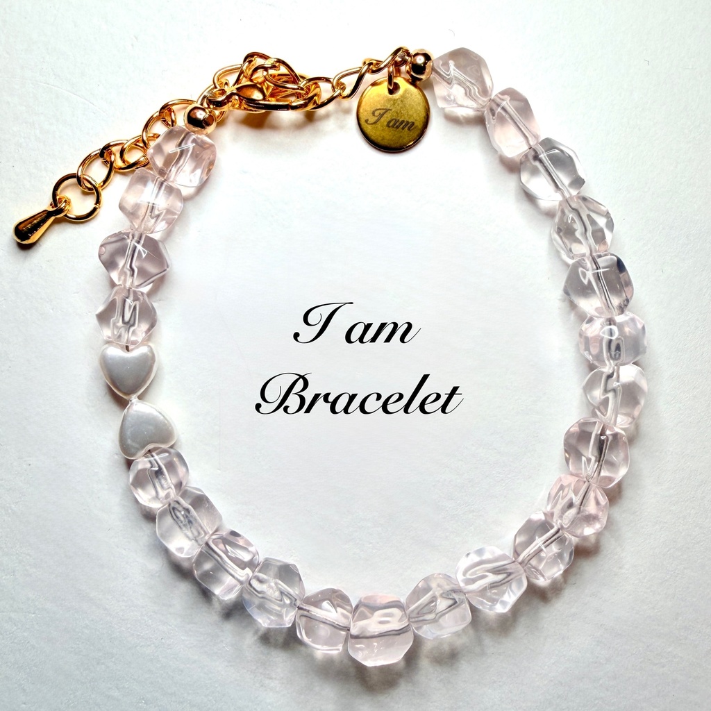 「naturalstone：bracelet：ぷくぷくくろーずとぱーるのりぼん」