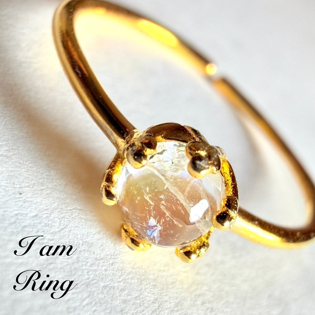 COCO‘RING💍Madagascar rainbow moon stone：ring or pendant top