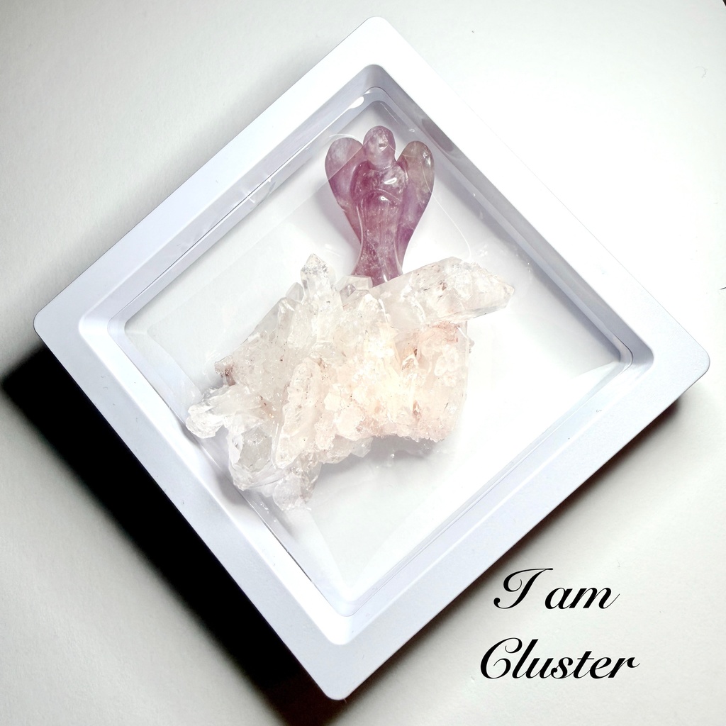 pink Lemurian cluster & amethystangel