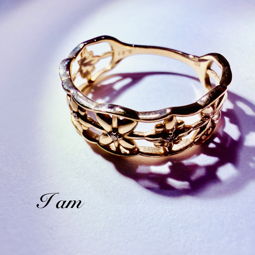 リクエスト✳︎10Kフラワーデザインダイアモンドリング　11号