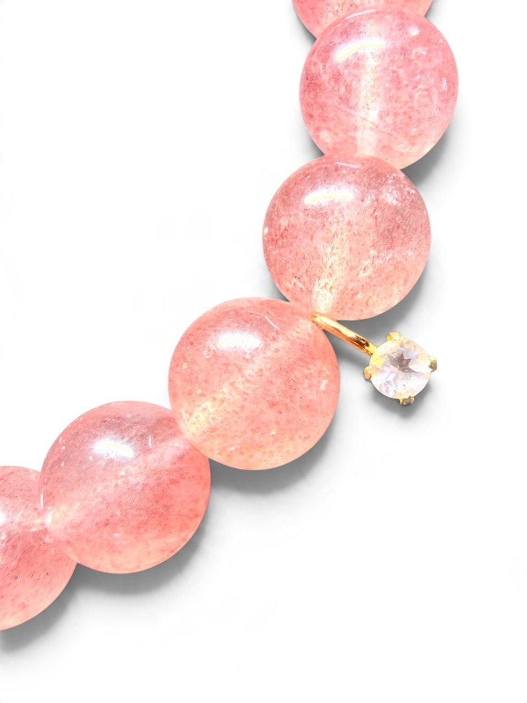 PETITE MUSE/18K Mica-in-rose quartz