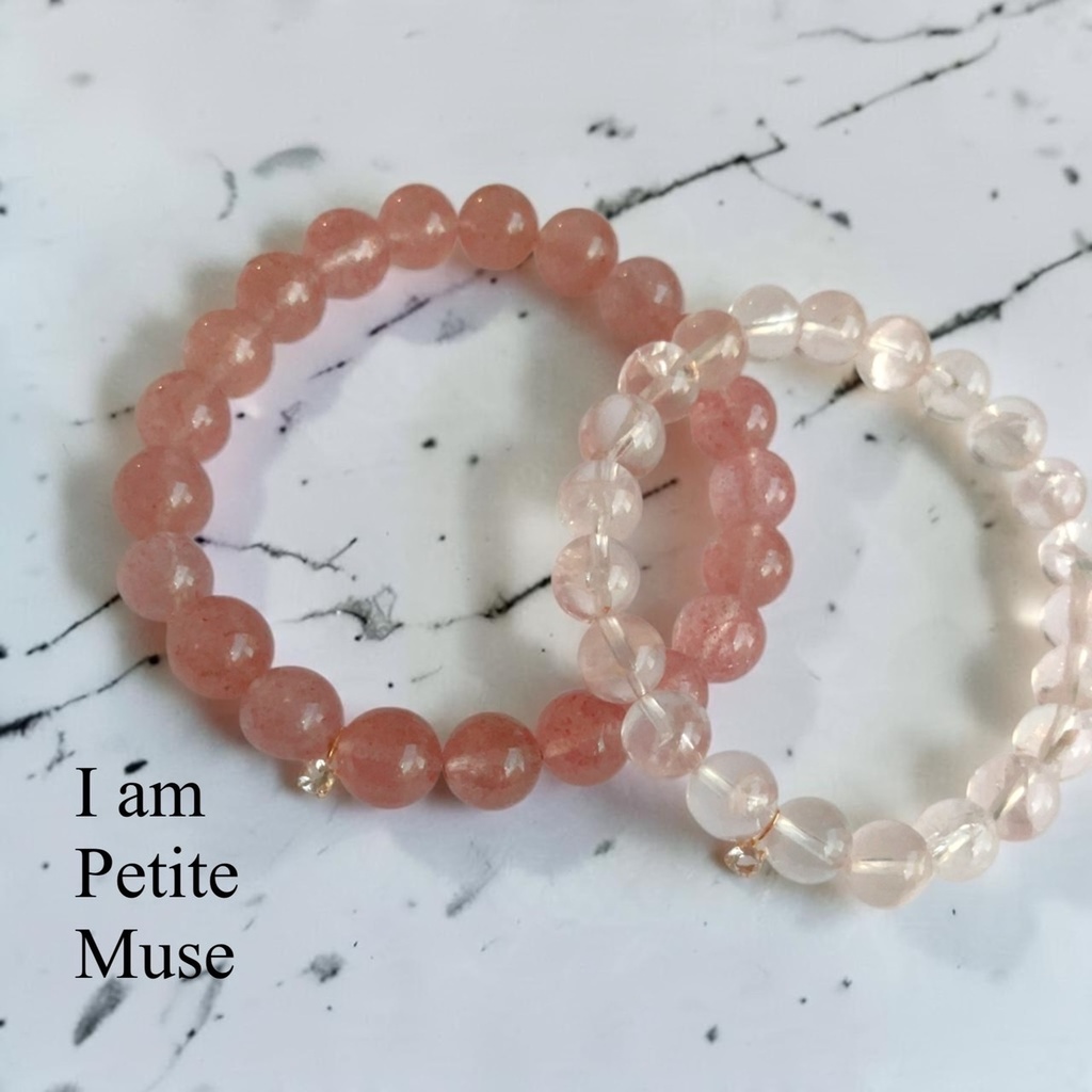 PETITE MUSE/18K Mica-in-rose quartz