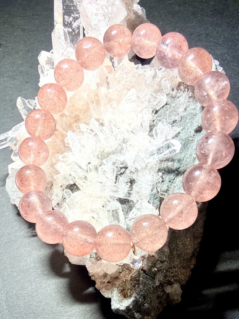 PETITE MUSE/18K Mica-in-rose quartz