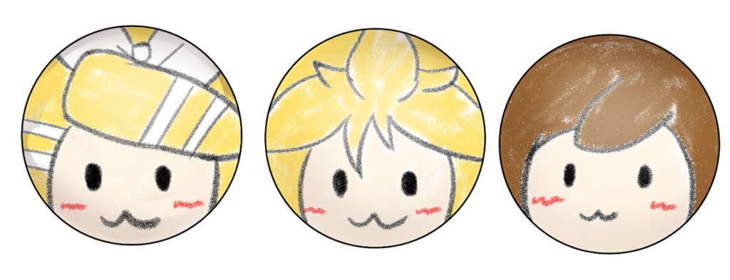 ぷにぷに缶バッジ(リン、レン、MEIKO)