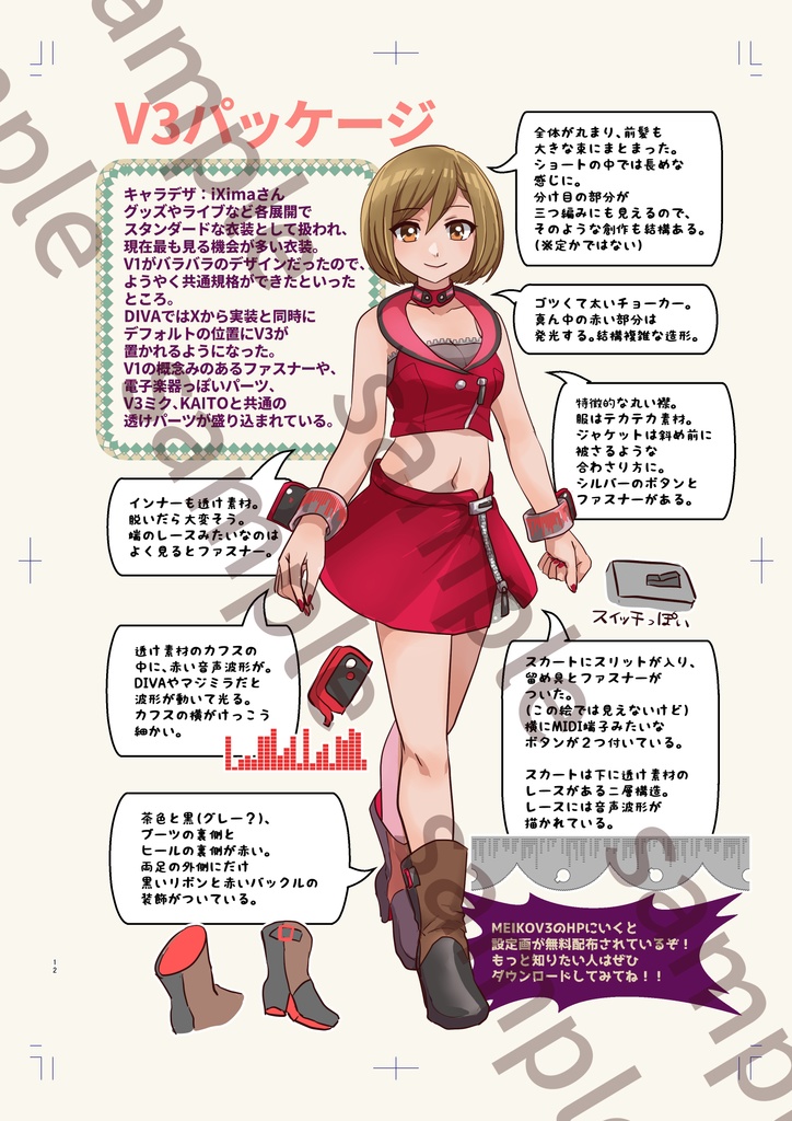 図解!MEIKOのデフォルト衣装 改訂版