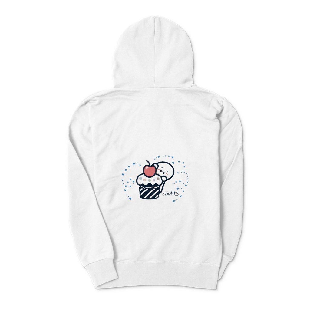 ホワイトジップパーカー 両面印刷 ブルーイラスト