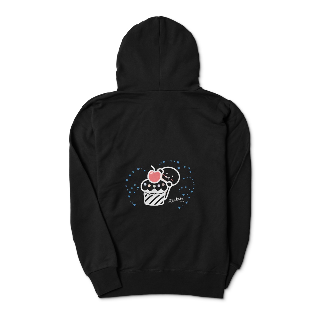 ブラックジップパーカー 両面印刷 ブルーイラスト