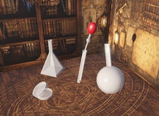 【3Dモデル】ローポリ魔法調合・実験器具セット