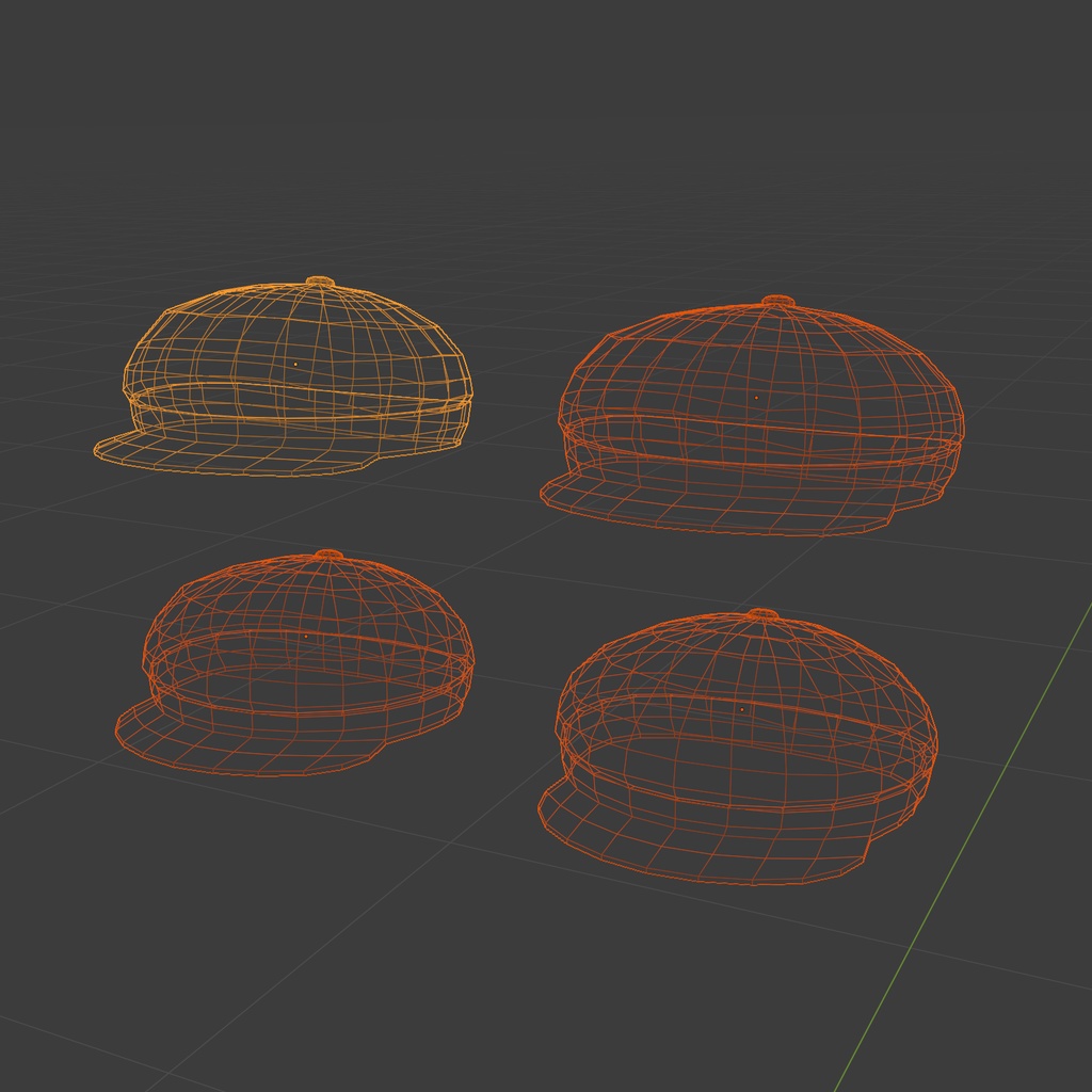 キャスケット帽の3Dモデル_4色セット(UnityPackage形式)