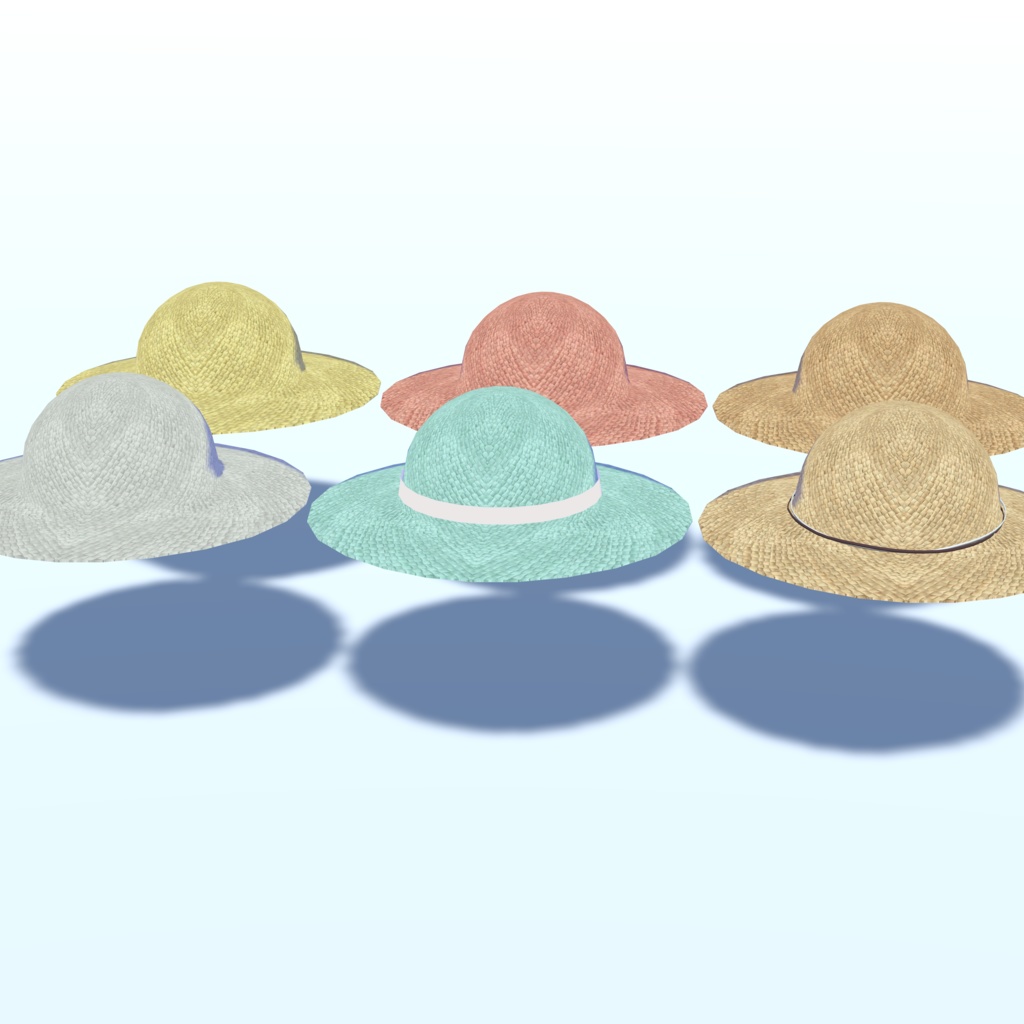 麦わら帽子_6色セット(UnityPackage形式)