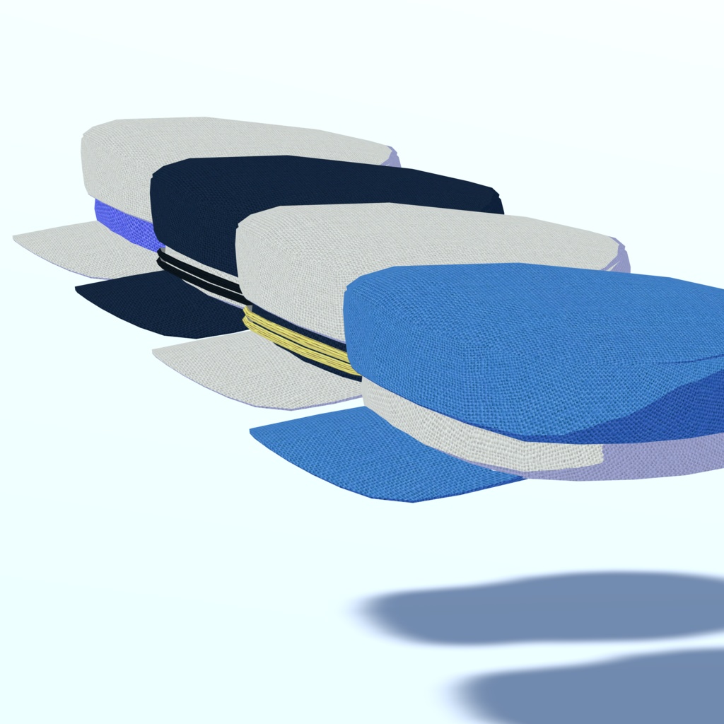 マリンキャップのモデル_4色セット(UnityPackage形式)