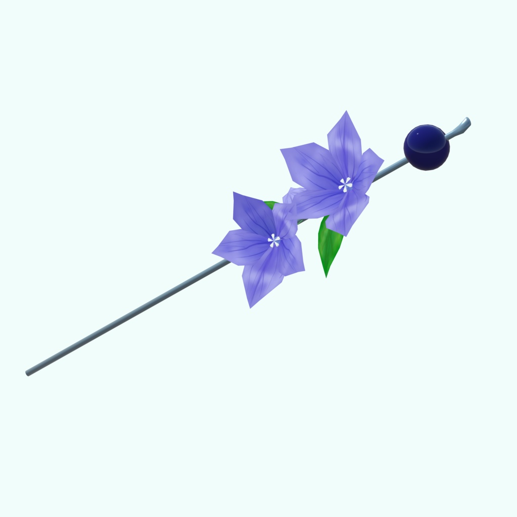 桔梗の花かんざし_2色セット(UnityPackage形式)