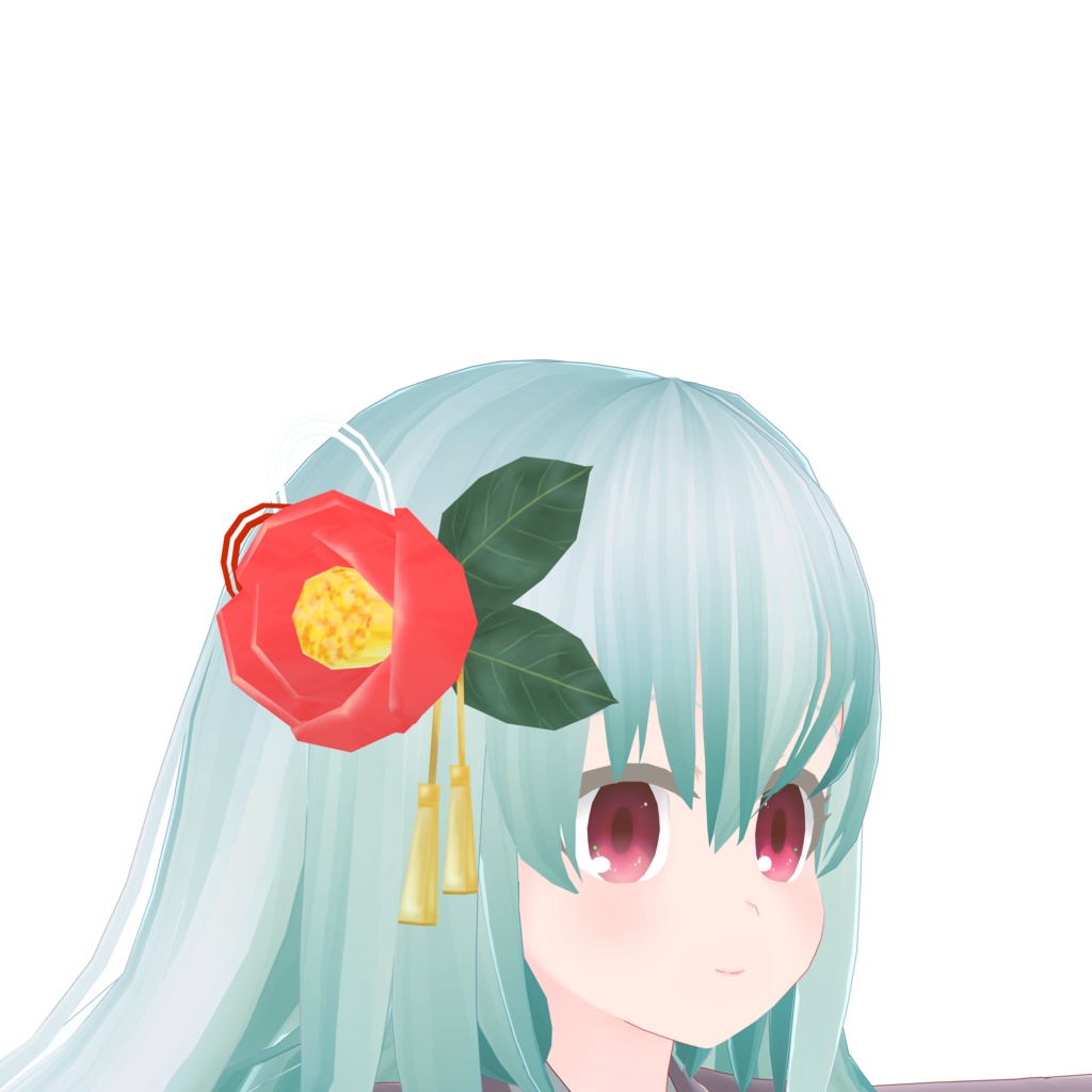 つばきの花の髪飾り_2色セット(UnityPackage)