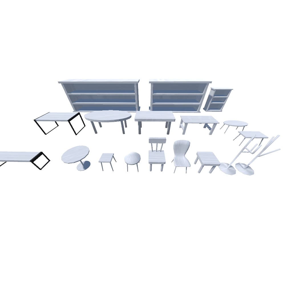 【無料】シンプル家具セット72点(UnityPackage)