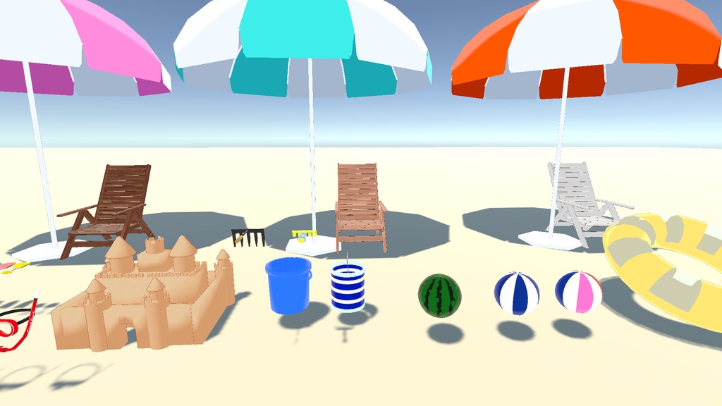 夏の海辺グッズ_26点+おまけ(UnityPackage)