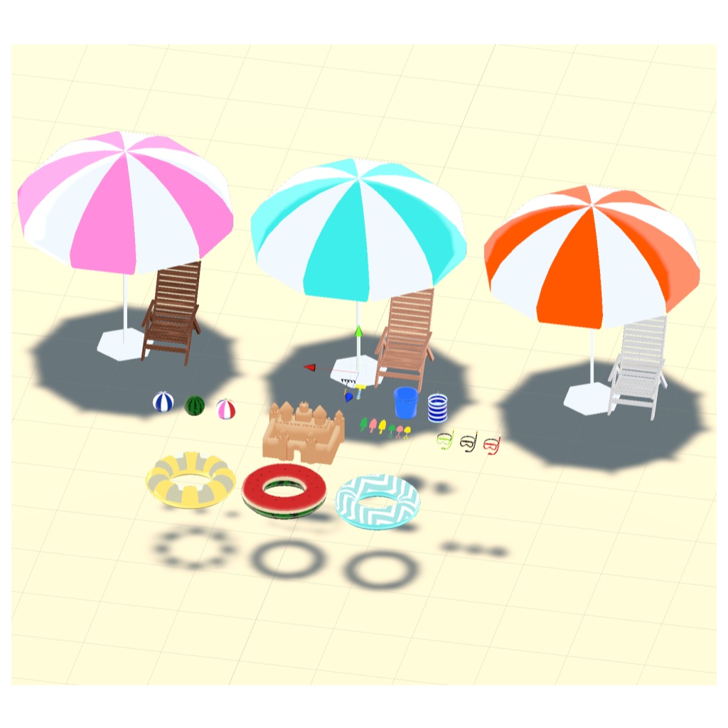 夏の海辺グッズ_26点+おまけ(UnityPackage)